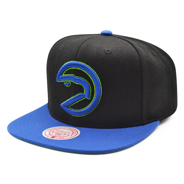 Atlanta Hawks Mitchell & Ness RELOAD Snapback NBA Hat - Black/Royal/Lime Bottom