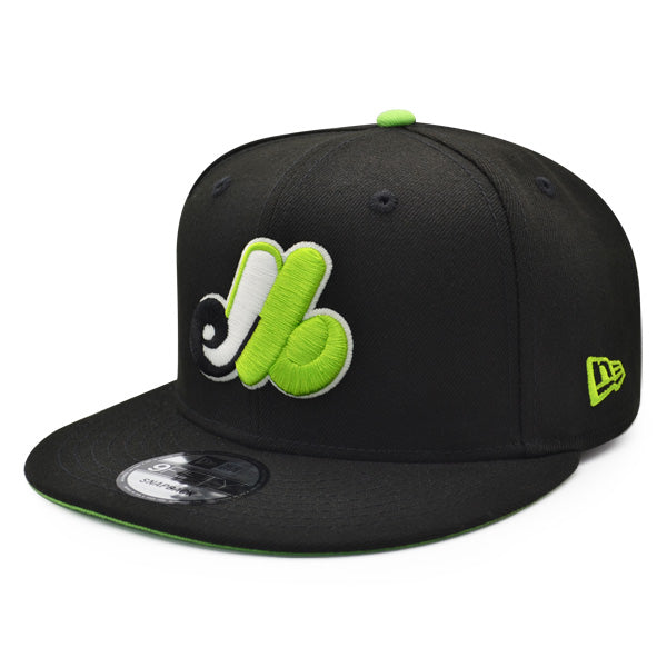 Montreal Expos 35th Anniversary Exclusive New Era 9Fifty Snapback Adjustable Hat - Black/Lime Bottom