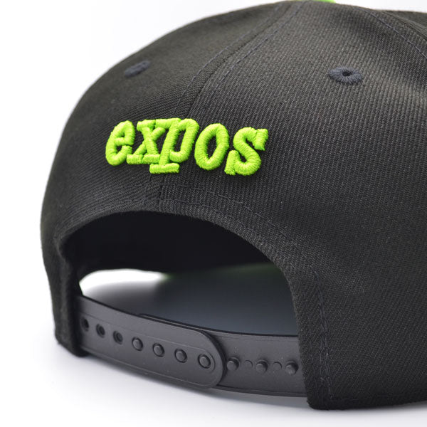 Montreal Expos 35th Anniversary Exclusive New Era 9Fifty Snapback Adjustable Hat - Black/Lime Bottom