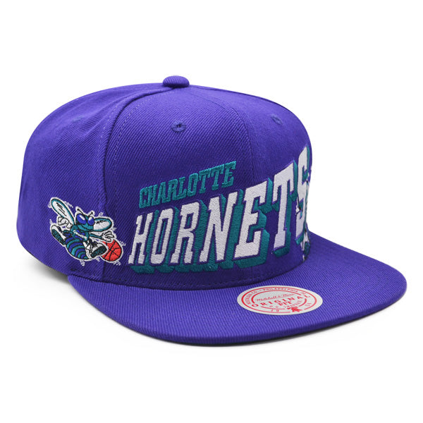 Charlotte Hornets Mitchell & Ness THE GRID Snapback NBA Hat - Purple/Teal