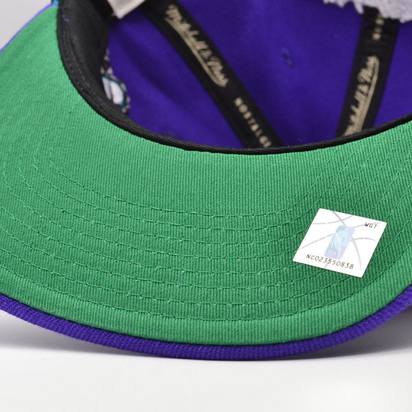 Utah Jazz Mitchell & Ness THE GRID Snapback NBA Hat - Purple/Vice Blue