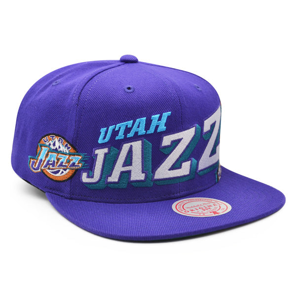 Utah Jazz Mitchell & Ness THE GRID Snapback NBA Hat - Purple/Vice Blue