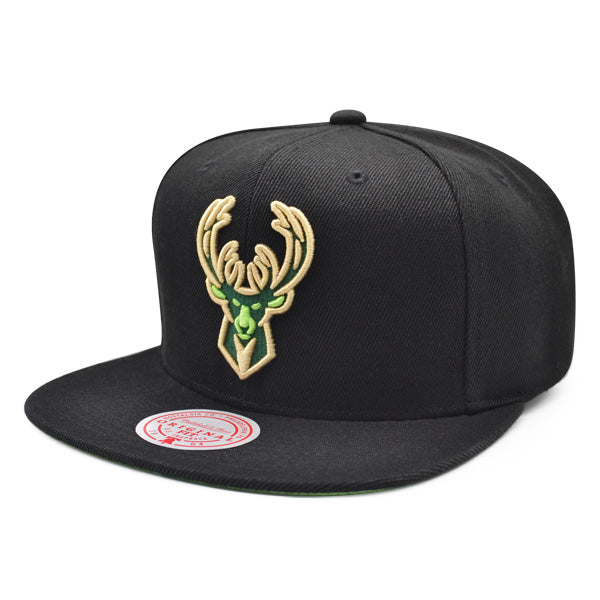 Milwaukee Bucks Mitchell & Ness HIGH LIGHT Snapback NBA Hat - Black/Lime