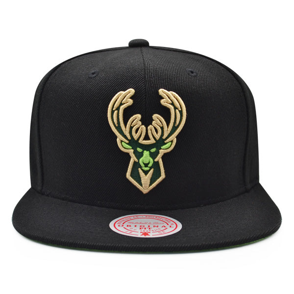 Milwaukee Bucks Mitchell & Ness HIGH LIGHT Snapback NBA Hat - Black/Lime