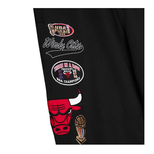 Chicago Bulls Mitchell & Ness NBA Champ City Fleece Joggers - Black