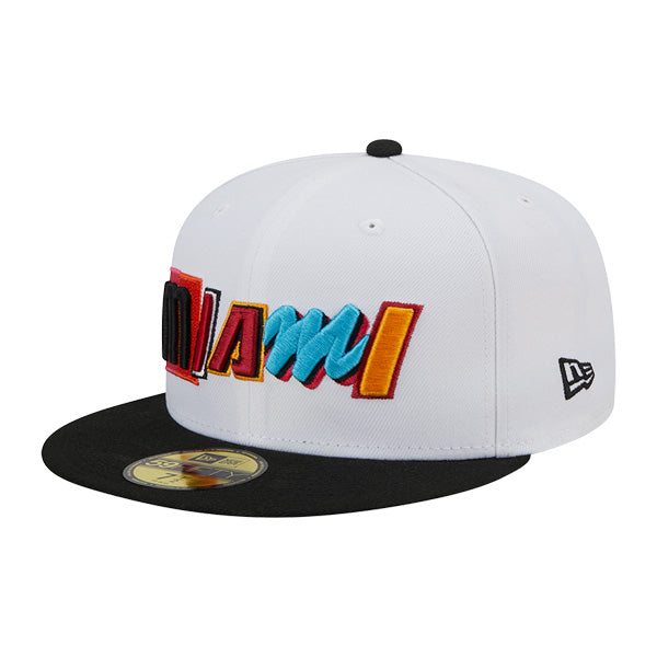 Miami Heat New Era NBA 2022-23 CITY EDITION 59Fifty Fitted Hat - White/Black/Multi