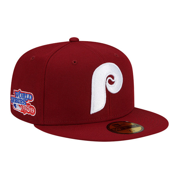 Philadelphia Phillies 1980 WORLD SERIES New Era Exclusive 59Fifty Fitted Hat - Maroon/Gray UV