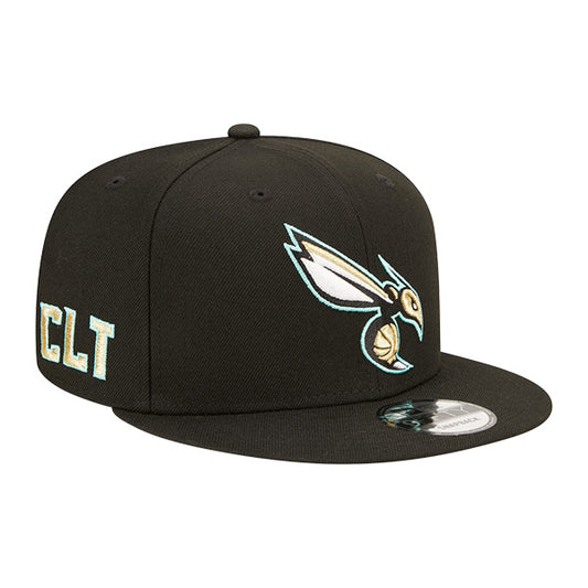 Charlotte Hornets New Era NBA 2022-23 CITY EDITION Alternate 9Fifty Snapback Hat - Black/Gold/Mint