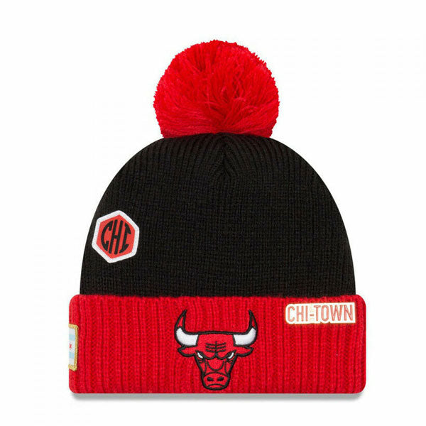 Chicago Bulls New Era 2018 DRAFT KNIT Cuffed Knit NBA Hat - Black/Red