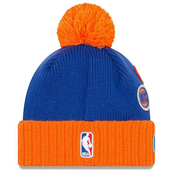 New York Knicks New Era 2018 DRAFT KNIT Cuffed Knit NBA Hat - Royal/Orange