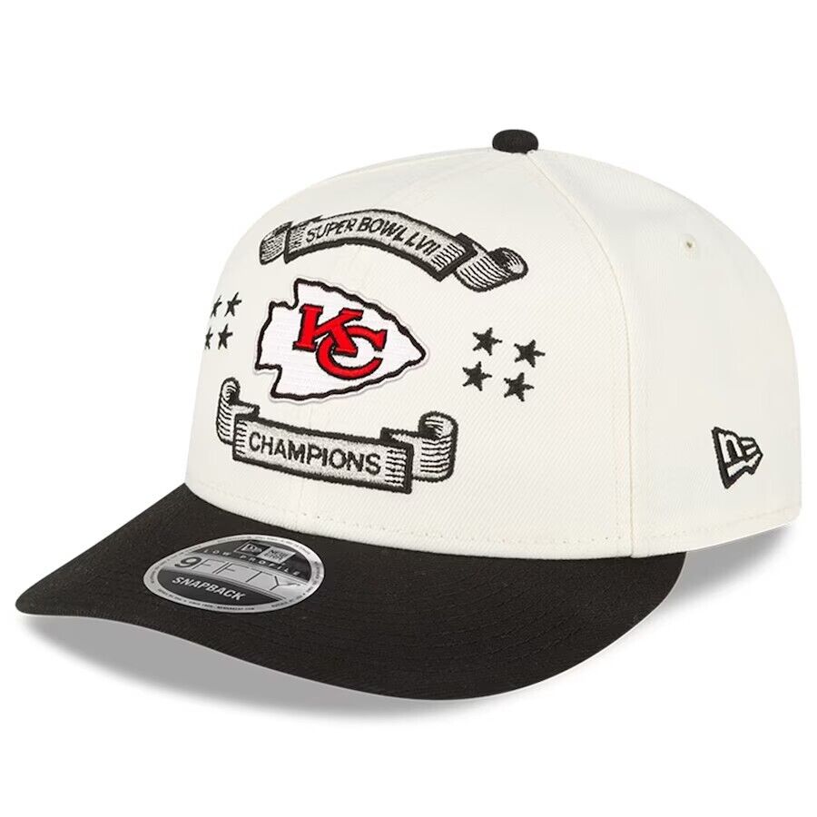 Kansas City Chiefs New Era SUPER BOWL LVll (57) Locker Room Low Profile Snapback Adjustable Hat - Chrome/Black