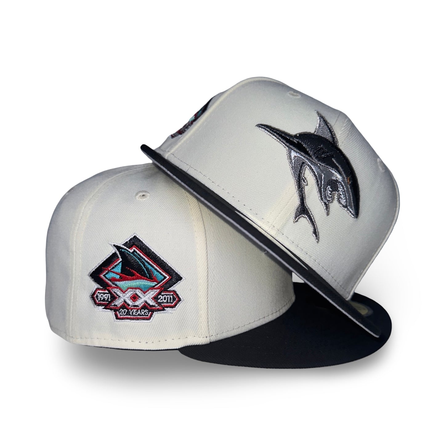 San Jose Sharks "SHARK BAIT" Exclusive New Era 59Fifty Fitted Hat - Chrome/Black