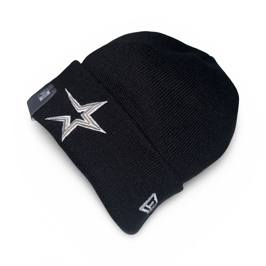 Houston Astros "MIDNITE STAR" New Era Cuffed Knit Beanie - Black/Metallic Silver