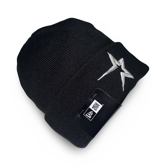 Houston Astros "MIDNITE STAR" New Era Cuffed Knit Beanie - Black/Metallic Silver