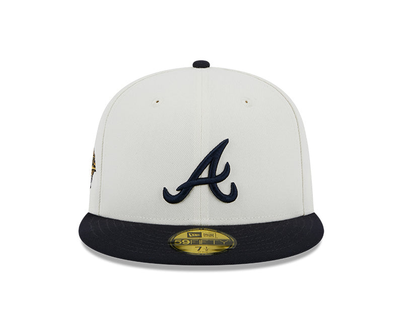 Atlanta Braves 1995 WORLD SERIES Exclusive New Era RETRO 59FIFTY Fitted Hat - Chrome/Navy