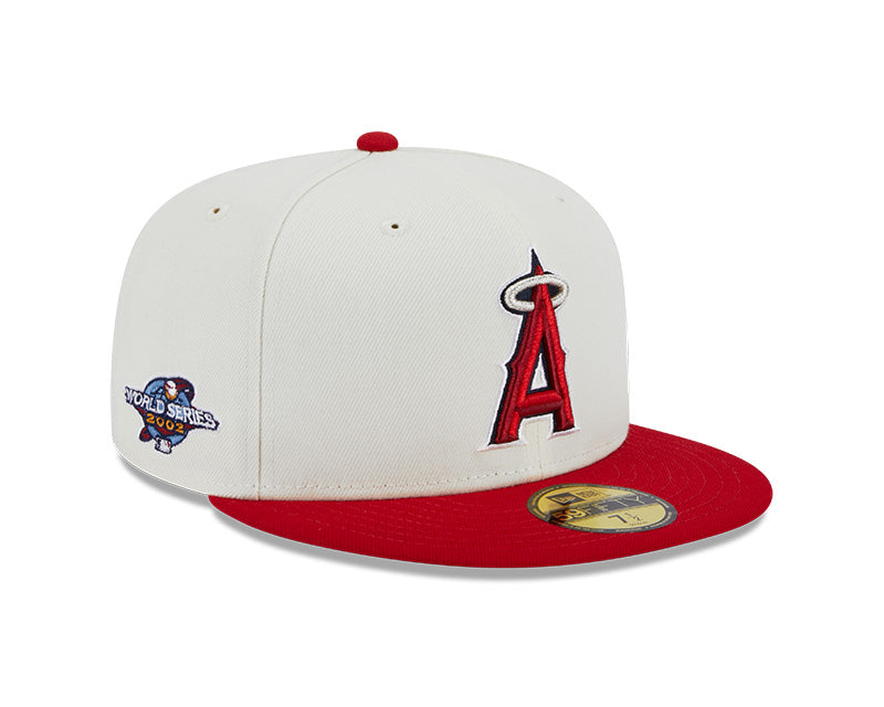 Aneheim Angels 2002 WORLD SERIES Exclusive New Era RETRO 59FIFTY Fitted Hat - Chrome/Red