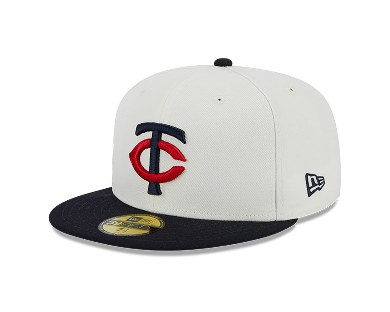 Minnesota Twins 1991 WORLD SERIES Exclusive New Era RETRO 59FIFTY Fitted Hat - Chrome/Navy