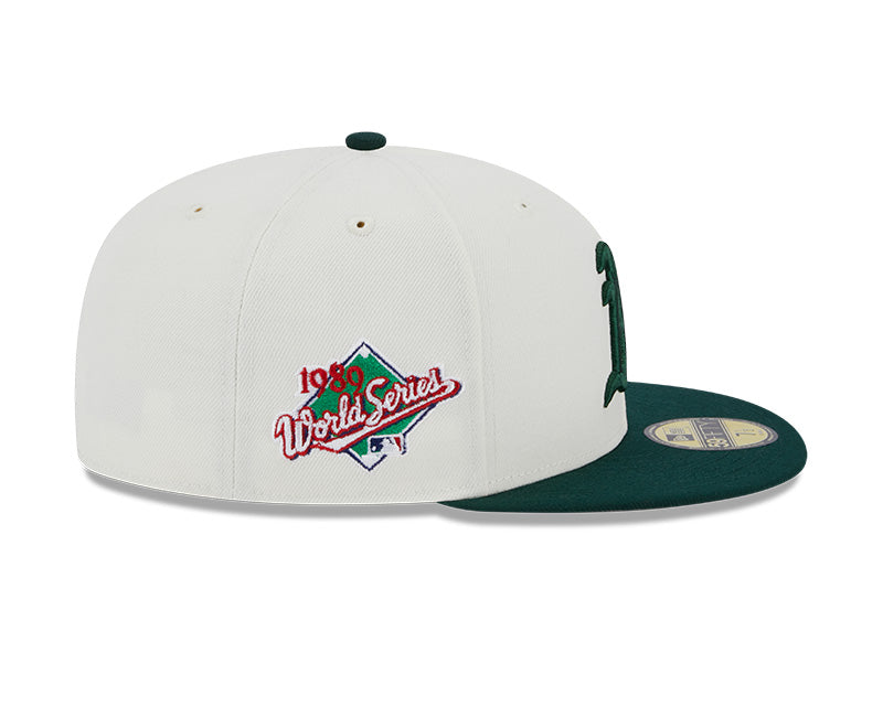 Oakland Athletics 1989 WORLD SERIES Exclusive New Era RETRO 59FIFTY Fitted Hat - Chrome/Pine