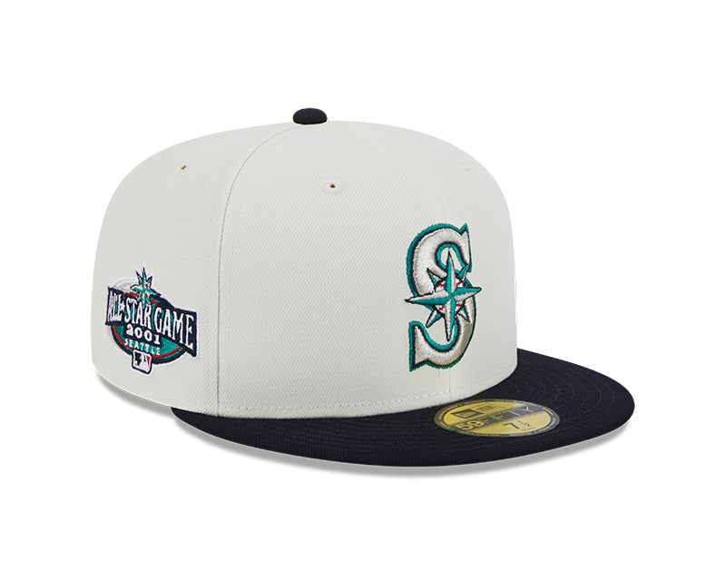 Seattle Mariners 2001 ALL-STAR GAME Exclusive New Era RETRO 59FIFTY Fitted Hat - Chrome/Navy