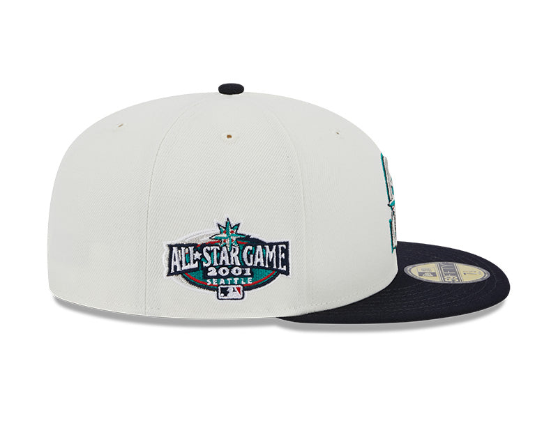 Seattle Mariners 2001 ALL-STAR GAME Exclusive New Era RETRO 59FIFTY Fitted Hat - Chrome/Navy