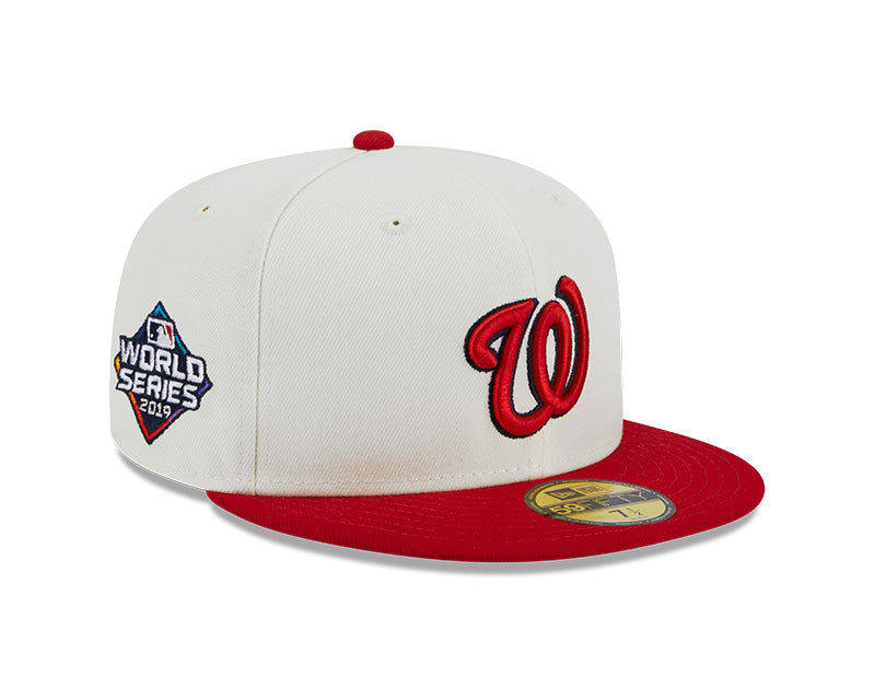 Washington Nationals 2019 WORLD SERIES Exclusive New Era RETRO 59FIFTY Fitted Hat - Chrome/Red