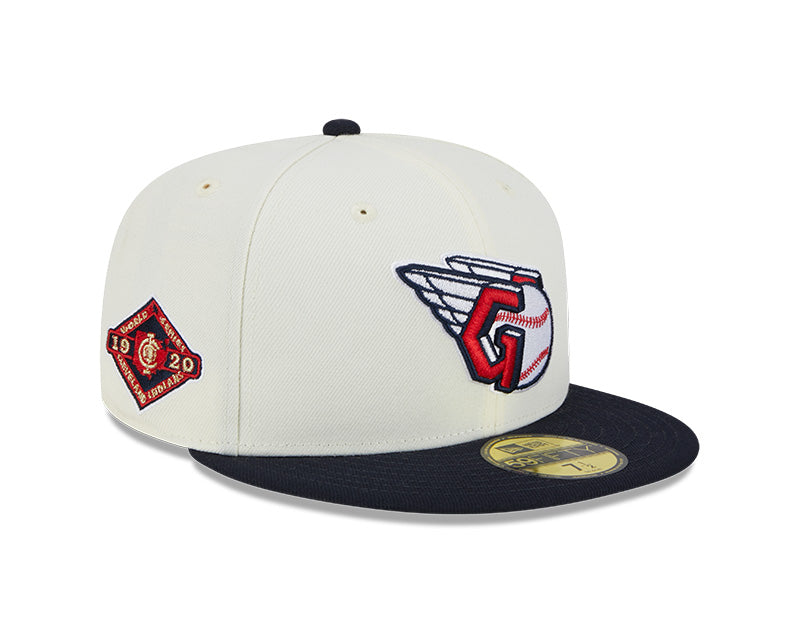 Cleveland Guardians 1920 WORLD SERIES Exclusive New Era RETRO 59FIFTY Fitted Hat - Chrome/Navy