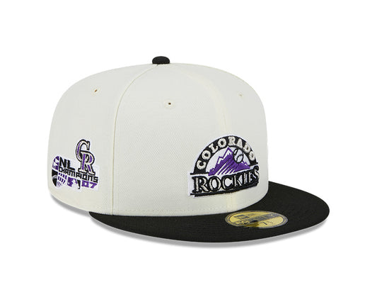 Colorado Rockies 2007 NL CHAMPIONS Exclusive New Era RETRO 59FIFTY Fitted Hat - Chrome/Black