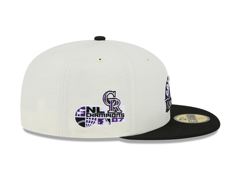 Colorado Rockies 2007 NL CHAMPIONS Exclusive New Era RETRO 59FIFTY Fitted Hat - Chrome/Black
