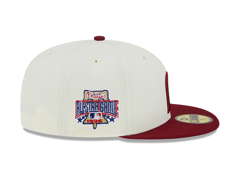 Philadelphia Phillies 1996 ALL-STAR GAME Exclusive New Era RETRO 59FIFTY Fitted Hat - Chrome/Maroon