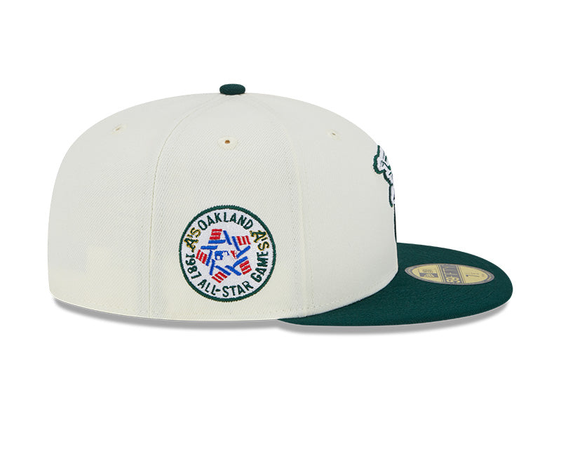 Oakland Athletics 1987 ALL-STAR GAME Cooperstown Exclusive New Era RETRO 59FIFTY Fitted Hat - Chrome/Pine