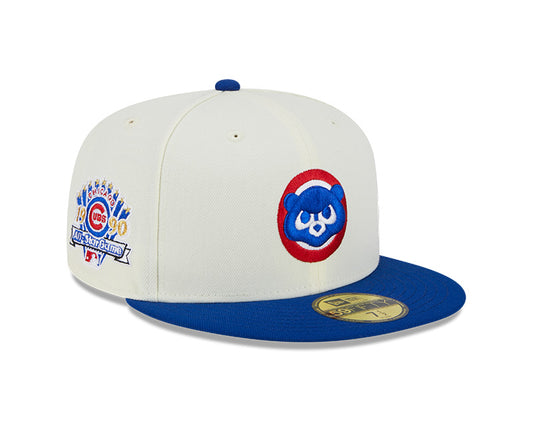 Chicago Cubs 1990 WORLD SERIES Exclusive New Era RETRO 59FIFTY Fitted Hat - Chrome/Royal