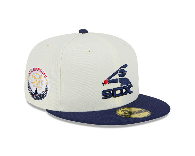 Chicago White Sox 50th ANNIVERSARY 1933-83 Cooperstown Exclusive New Era RETRO 59FIFTY Fitted Hat - Chrome/Navy