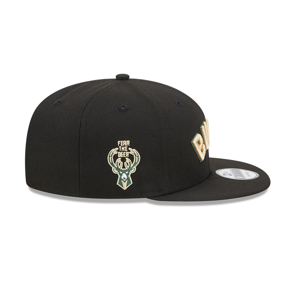 Milwaukee Bucks New Era Jersey Hook Statement Edition 9FIFTY Snapback Hat -Black