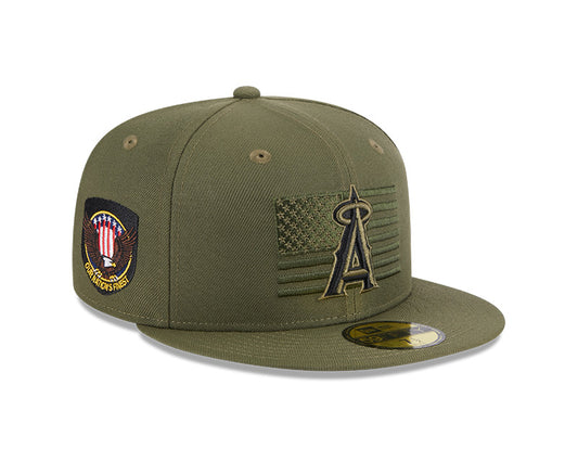 Los Angeles Angels New Era 2023 Armed Forces Day On-Field 59FIFTY Fitted Hat - Olive