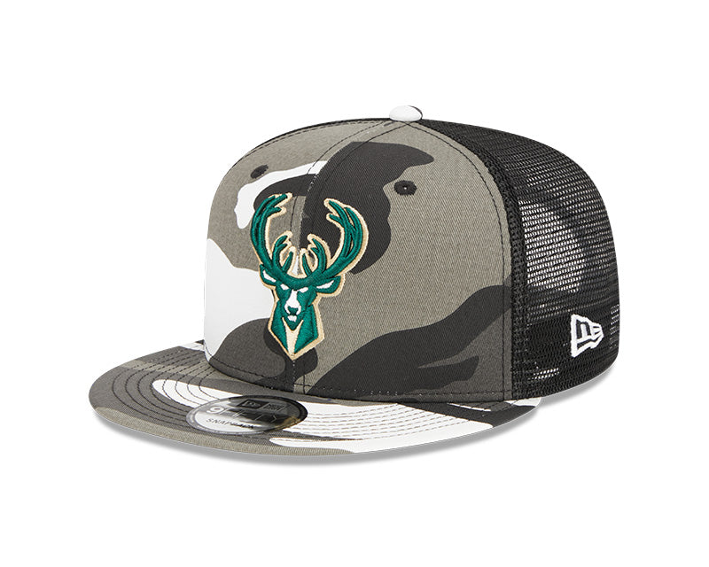 Milwaukee Bucks New Era URBAN CAMO Mesh Trucker 9FIFTY Snapback Hat - Camo