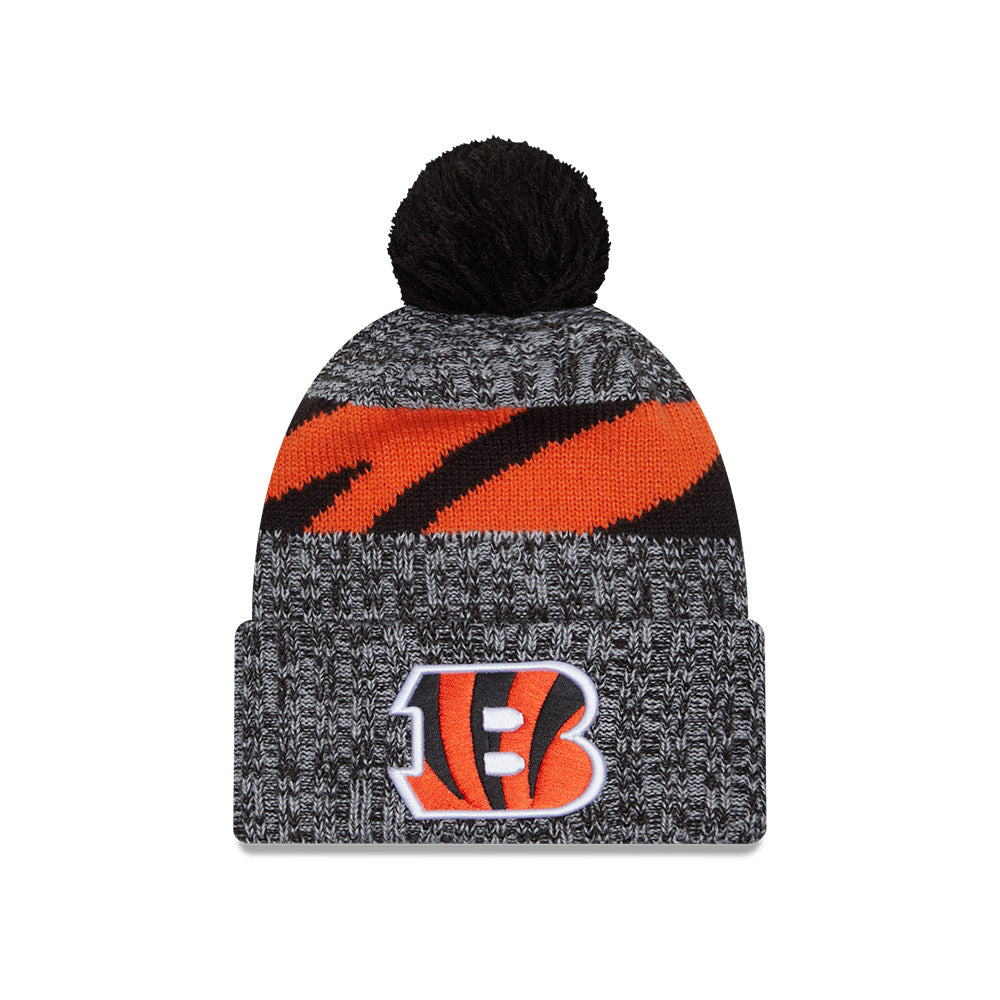 Cincinnati Bengals New Era 2023 NFL Sideline Sport Cuffed Pom Knit Hat - Black/Orange