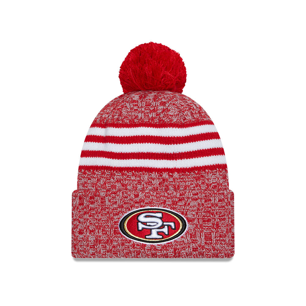 San Francisco 49ers New Era 2023 NFL Sideline Sport Cuffed Pom Knit Hat - Red/White