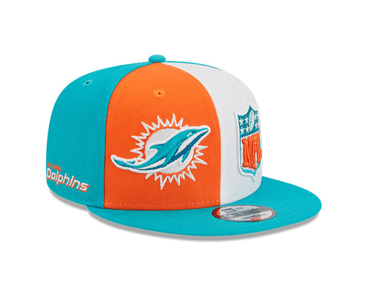 Miami Dolphins New Era 2023 NFL Sideline 9FIFTY Snapback Hat - Orange/Aqua