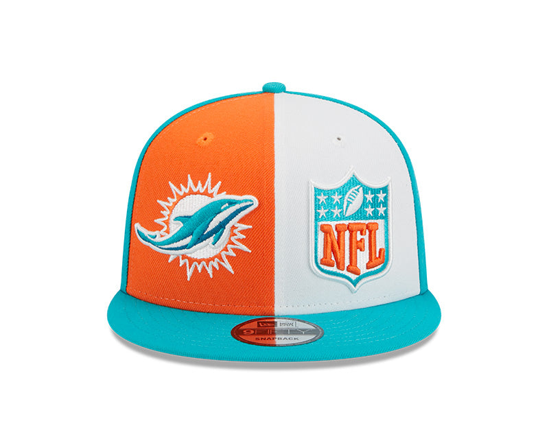 Miami Dolphins New Era 2023 NFL Sideline 9FIFTY Snapback Hat - Orange/Aqua