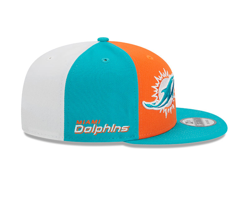 Miami Dolphins New Era 2023 NFL Sideline 9FIFTY Snapback Hat - Orange/Aqua