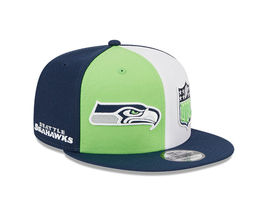 Seattle Seahawks New Era 2023 NFL Sideline 9FIFTY Snapback Hat - Lime/Navy