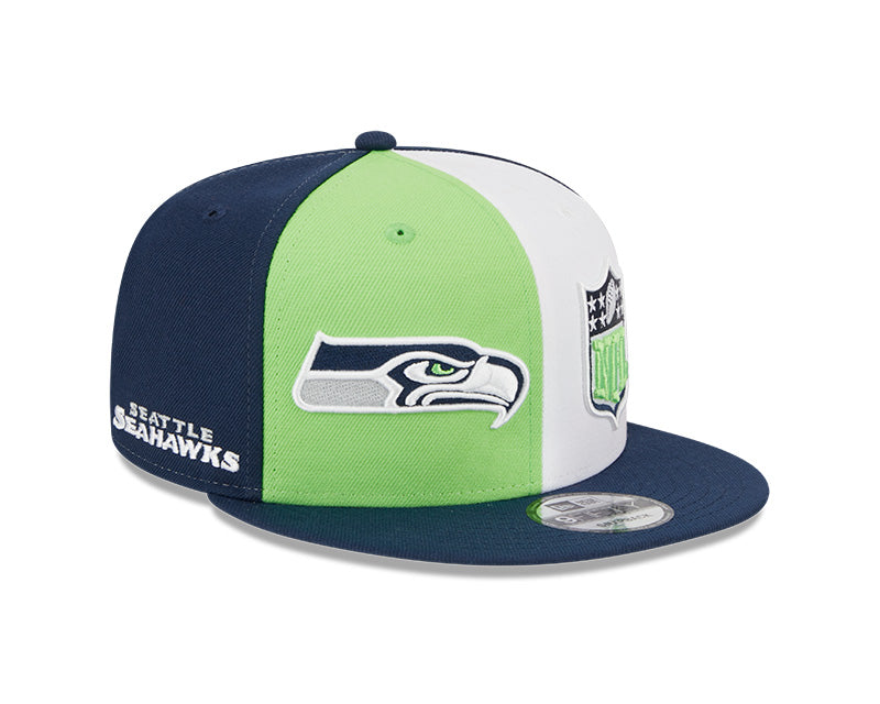 Seattle Seahawks New Era 2023 NFL Sideline 9FIFTY Snapback Hat - Lime/Navy