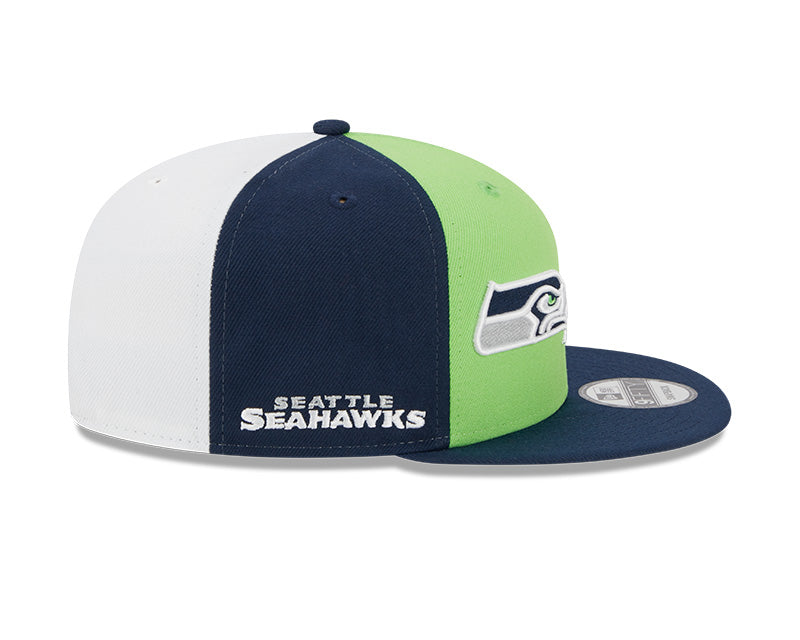 Seattle Seahawks New Era 2023 NFL Sideline 9FIFTY Snapback Hat - Lime/Navy