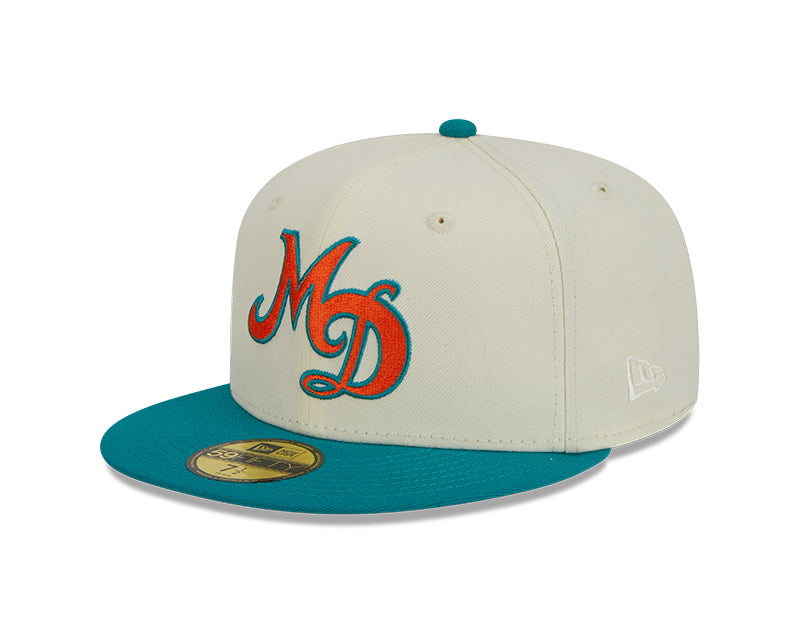 Miami Dolphins New Era CITY ORIGINALS 59Fifty Fitted Hat - Chrome/Aqua