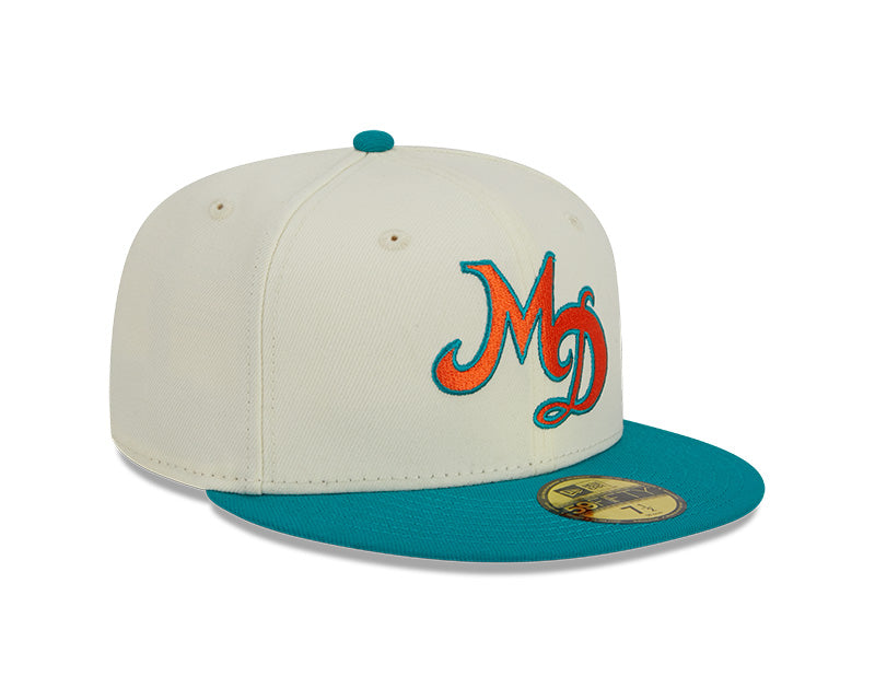 Miami Dolphins New Era CITY ORIGINALS 59Fifty Fitted Hat - Chrome/Aqua