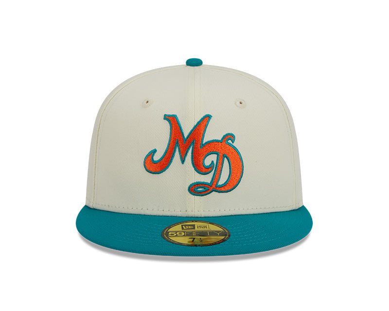 Miami Dolphins New Era CITY ORIGINALS 59Fifty Fitted Hat - Chrome/Aqua