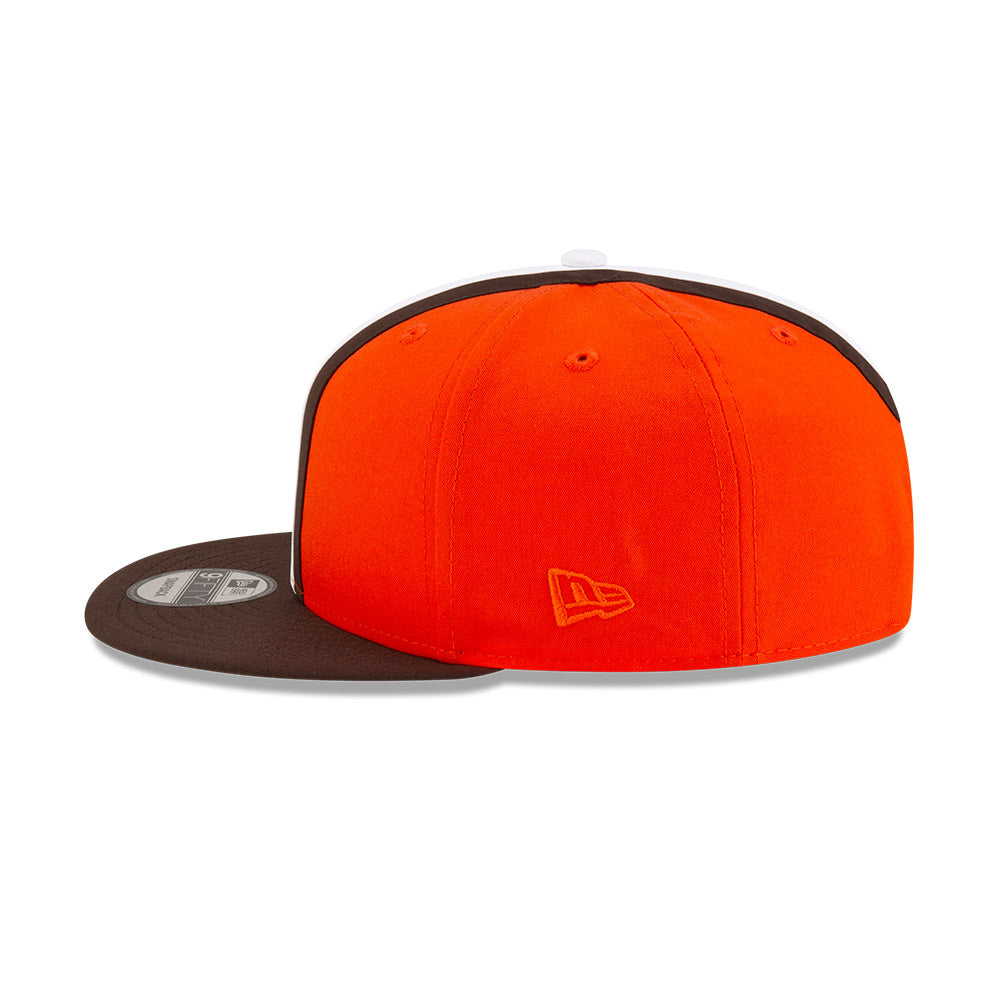 Cleveland Browns New Era HELMET 9Fifty Snapback Hat - Orange/Brown