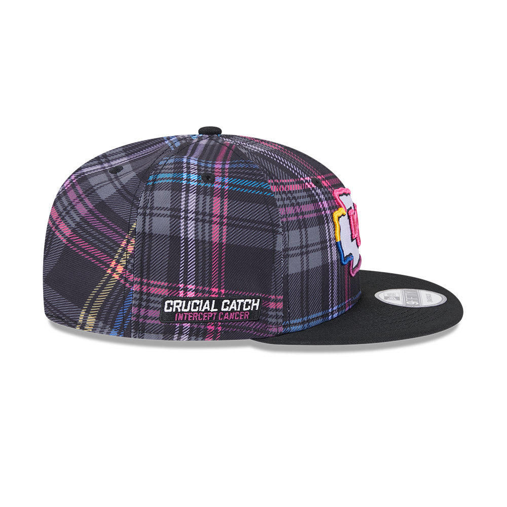 Kansas City Chiefs New Era 2024 NFL Crucial Catch Plaid 9Fifty Snapback Hat - Black/Pink