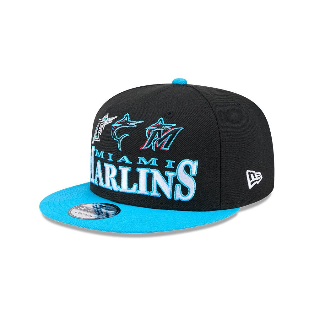 Miami Marlins New Era ARCHIVE 9Fifty Snapback Hat - Black/Vice Blue