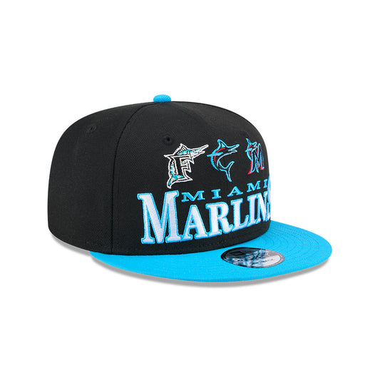 Miami Marlins New Era ARCHIVE 9Fifty Snapback Hat - Black/Vice Blue